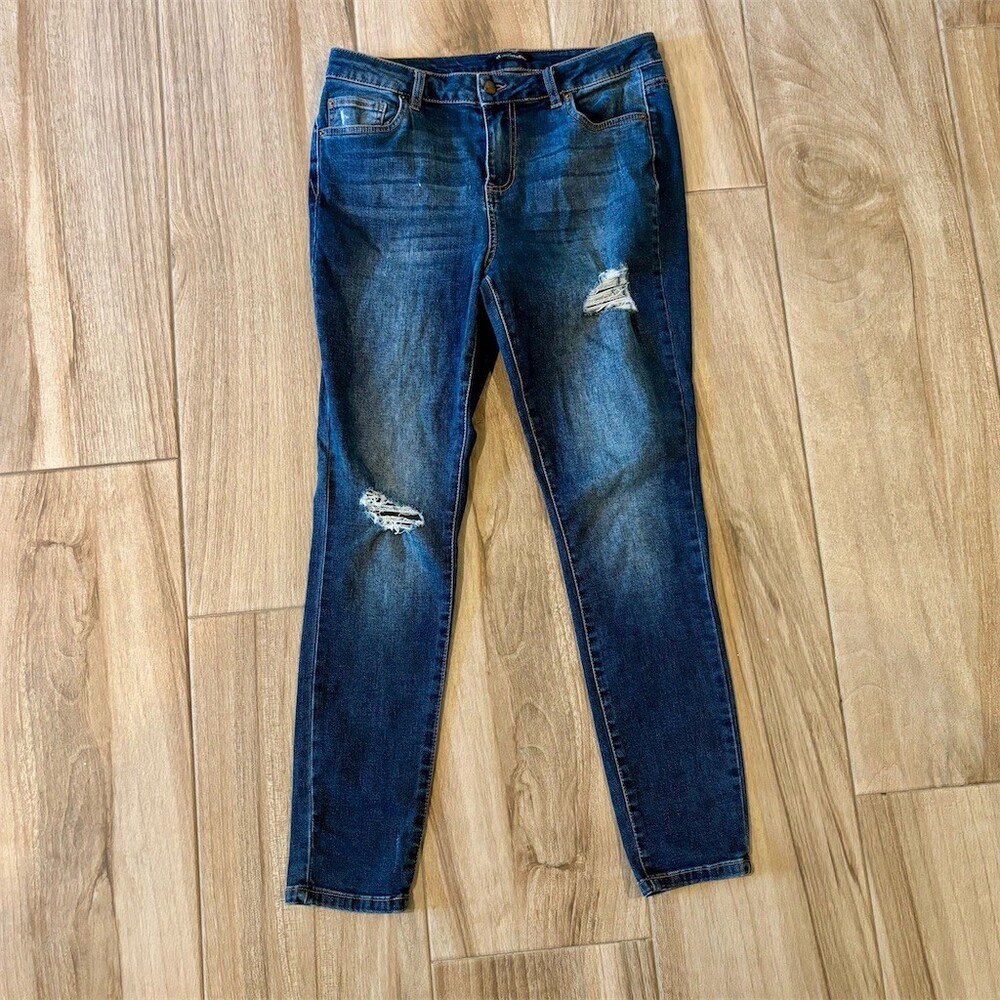d.jeans Skinny Jeans Womens Size 10 Blue Medium Wash Distressed Stretch
